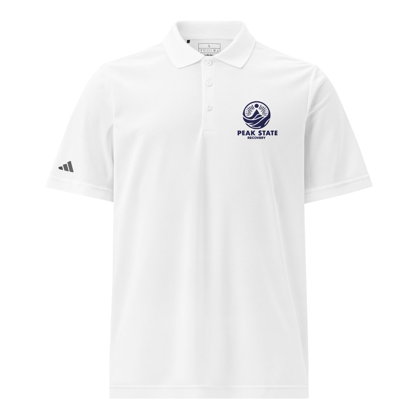 White and Navy Adidas Sport Polo - The Shop at Peak State Recovery