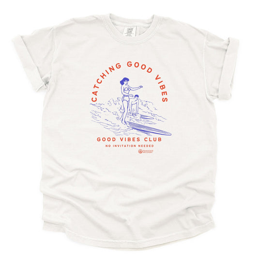 Catching Good Vibes Unisex garment - dyed heavyweight t-shirt - The Shop at Peak State Recovery